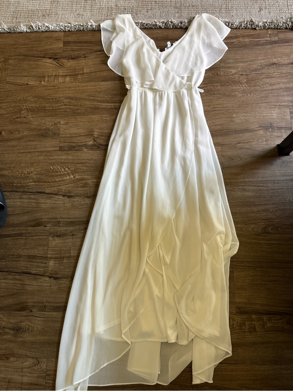 Baltic born White Ruffle faux Wrap Maxi Dress size S
